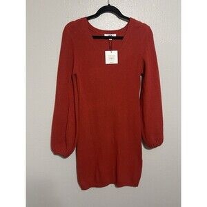 Jack BB Dakota Sweater Dress Womens Size Medium Tuscon Red Orange Balloon Sleeve